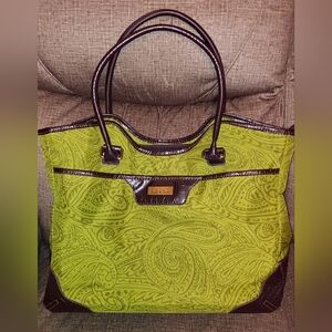 Nicole Lee Green and Brown Paisley Laptop Tote